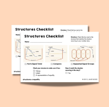 a checklist with an image of each structure type and boxes to make sure students include the essential elements for each structure